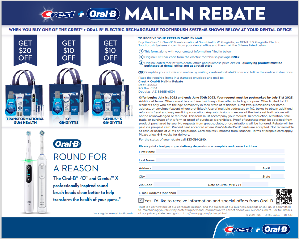 Mail-in Rebate for Oral-b IO